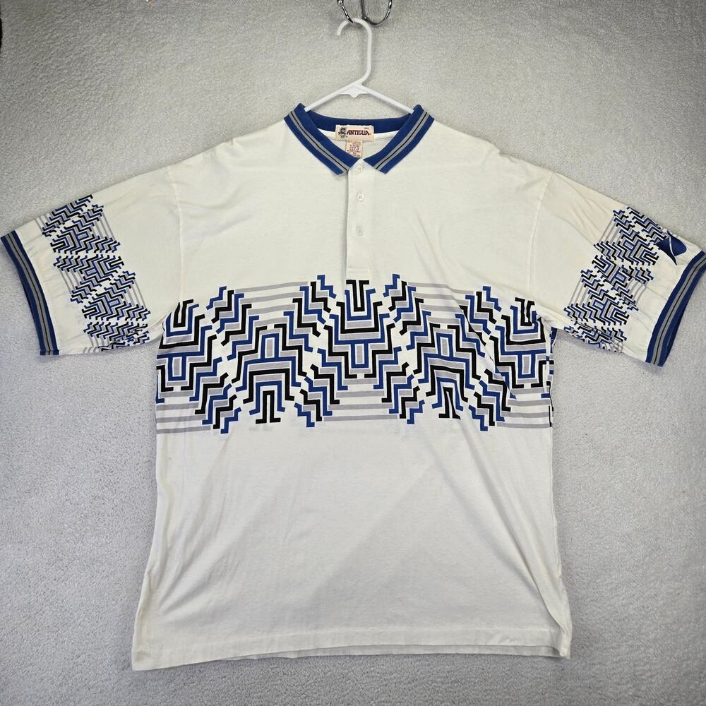Vintage Antigua Polo Shirt Mens XXL 90s All Over Print Multicolor Abstract USA